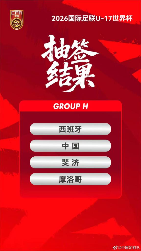 安博体育app下载-U17男足世界杯抽签：中国与西班牙、摩洛哥、斐济同组